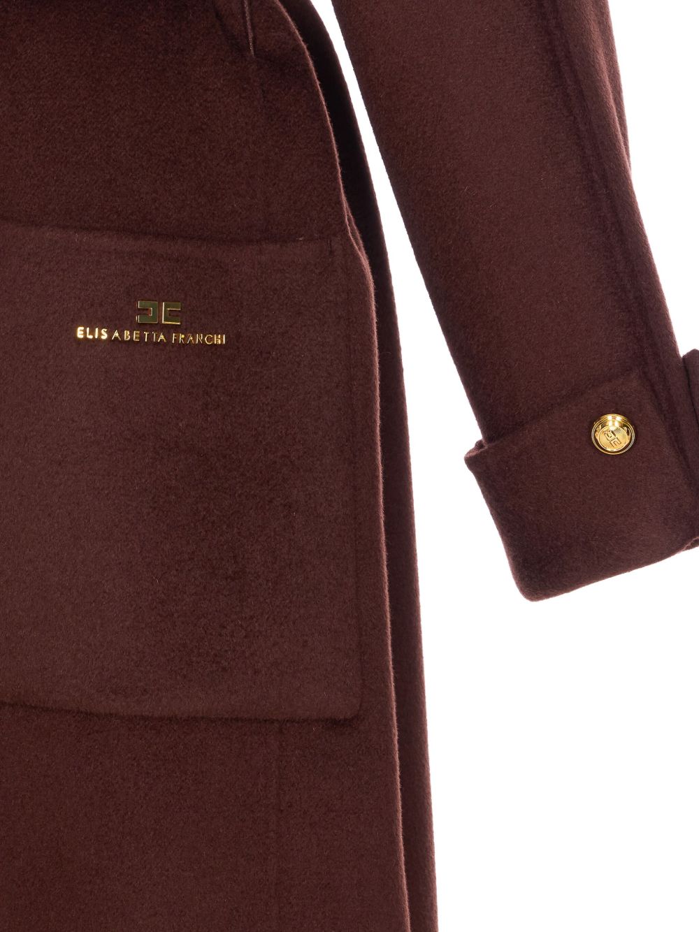 ELISABETTA FRANCHI Oversized Wool Blend Jacket with Belt Closure