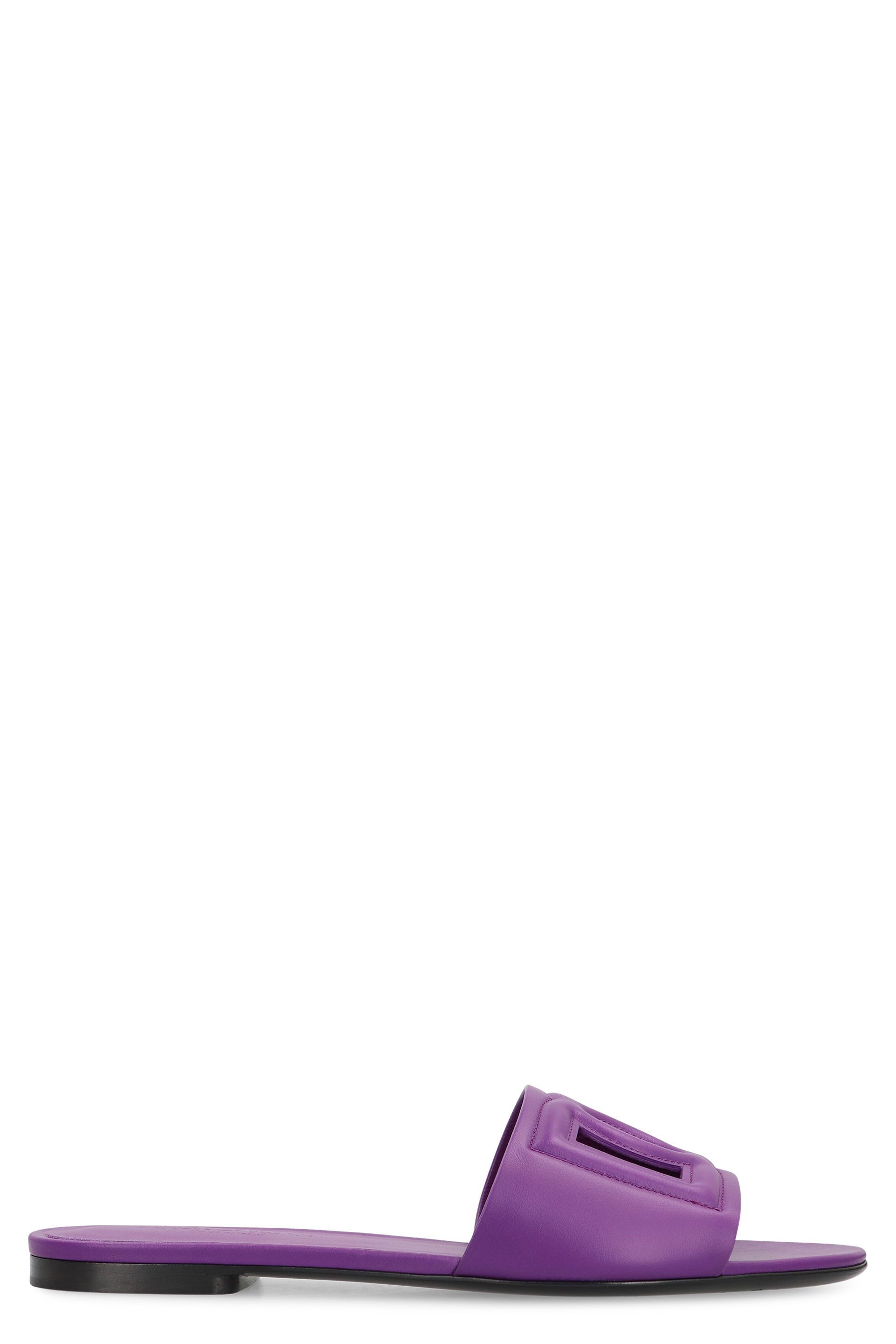 DOLCE & GABBANA Leather Slide Sandals with Cut-Out Details