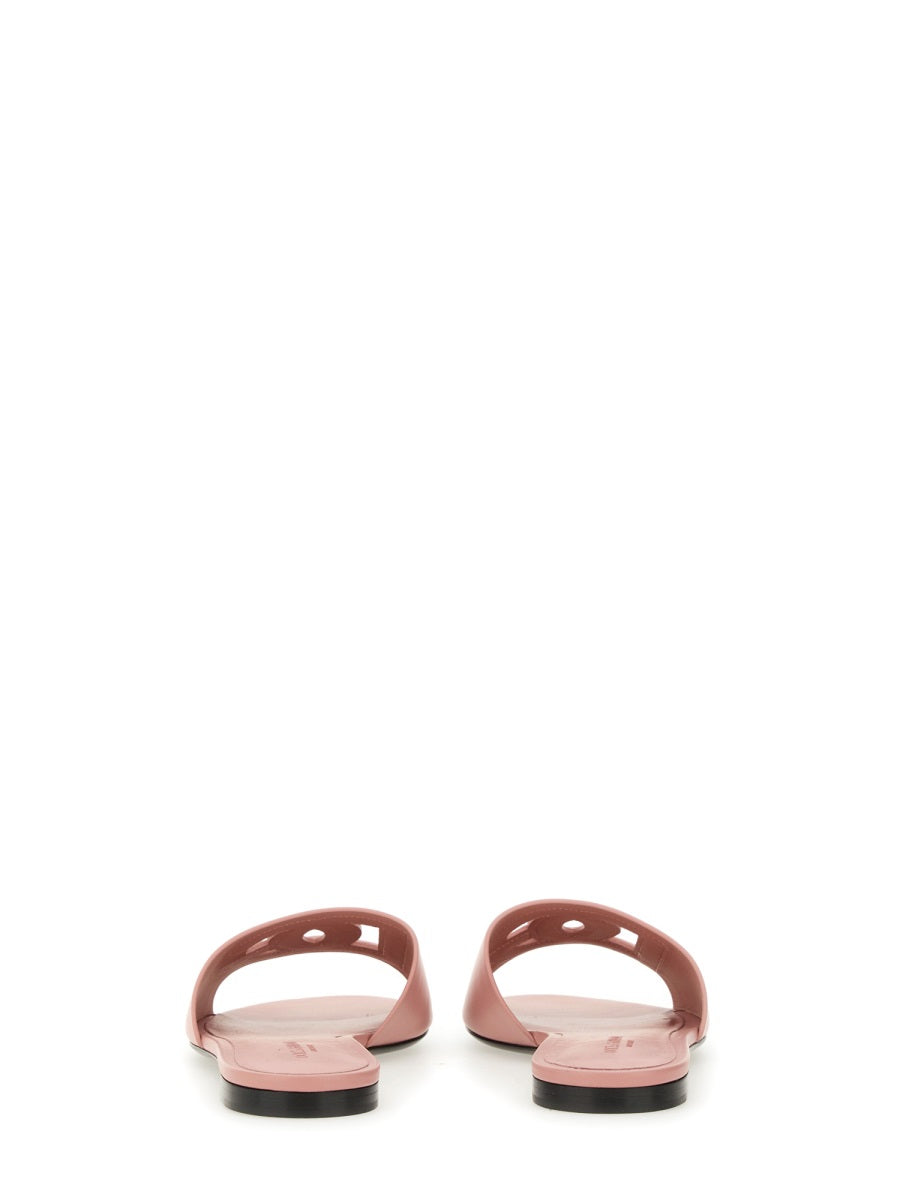DOLCE & GABBANA Calfskin Slide Sandals with Logo
