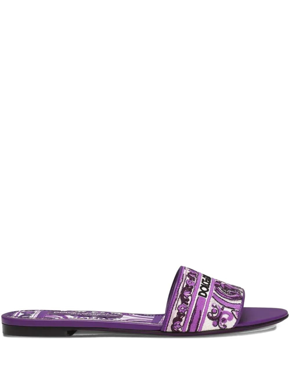 DOLCE & GABBANA Maiolica Print Mini Slide Sandals for Women
