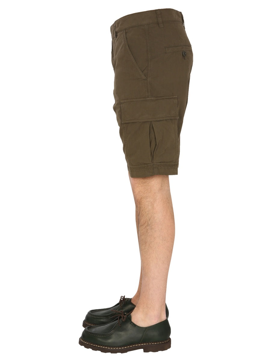 ASPESI Men's Cargo Shorts with Zip and Button Closure
