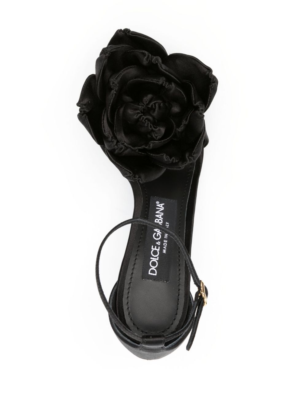 DOLCE & GABBANA Floral-Appliqué Satin Heel Sandals