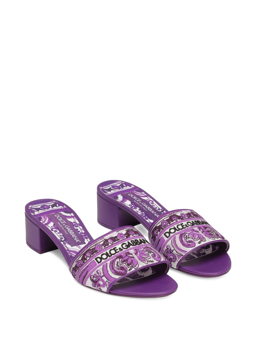 DOLCE & GABBANA Maiolic Print Slide Sandals - Women