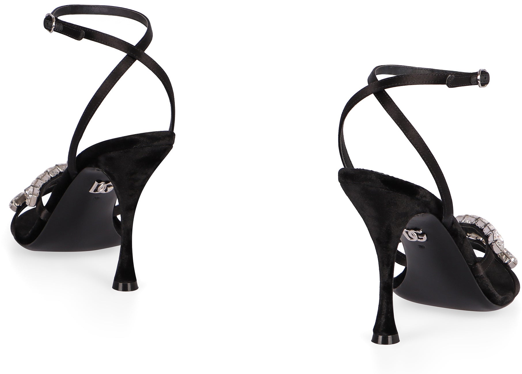 DOLCE & GABBANA Elegant Satin Sandals with Stone Embellishments