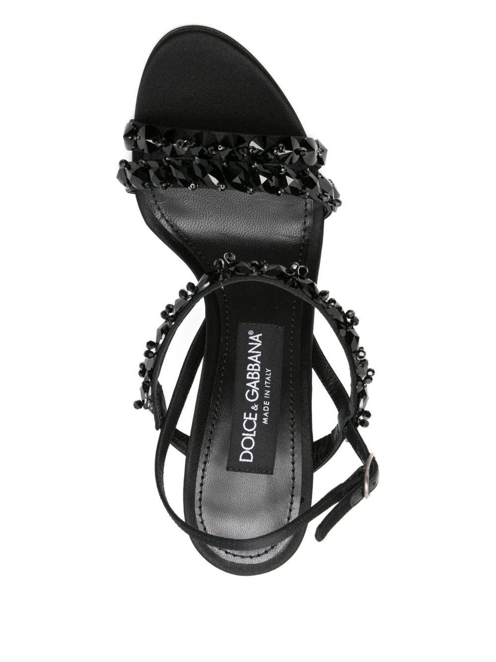DOLCE & GABBANA Embroidered Satin Mini Sandals with High Heel
