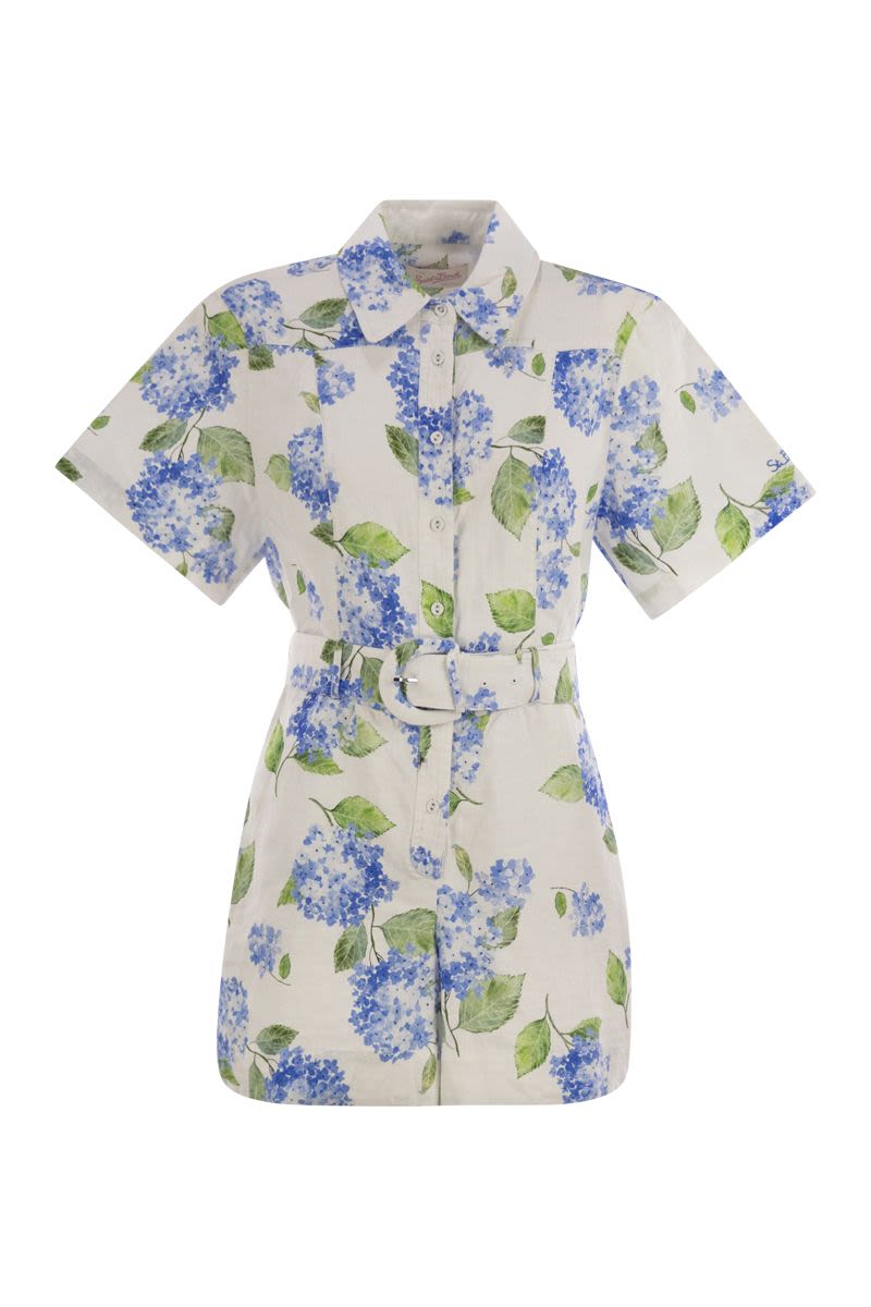 MC2 SAINT BARTH Mini Linen Floral Playsuit