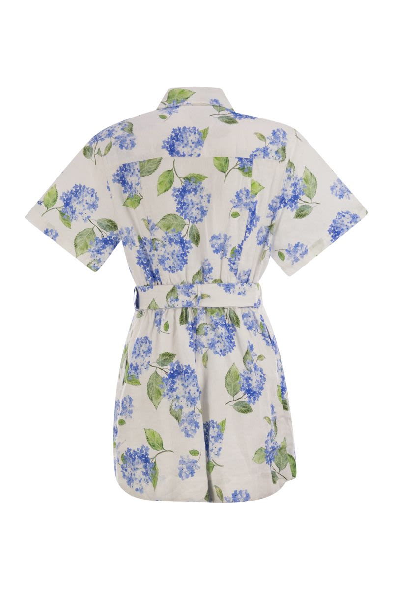 MC2 SAINT BARTH Mini Linen Floral Playsuit