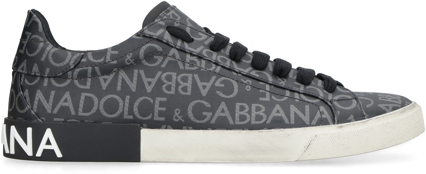 DOLCE & GABBANA Leather and Fabric Low-Top Sneaker Size 8