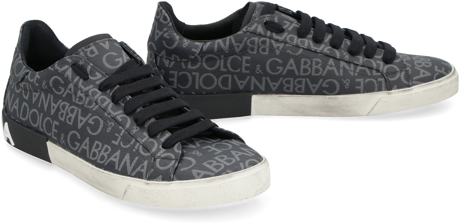 DOLCE & GABBANA Leather and Fabric Low-Top Sneaker Size 8