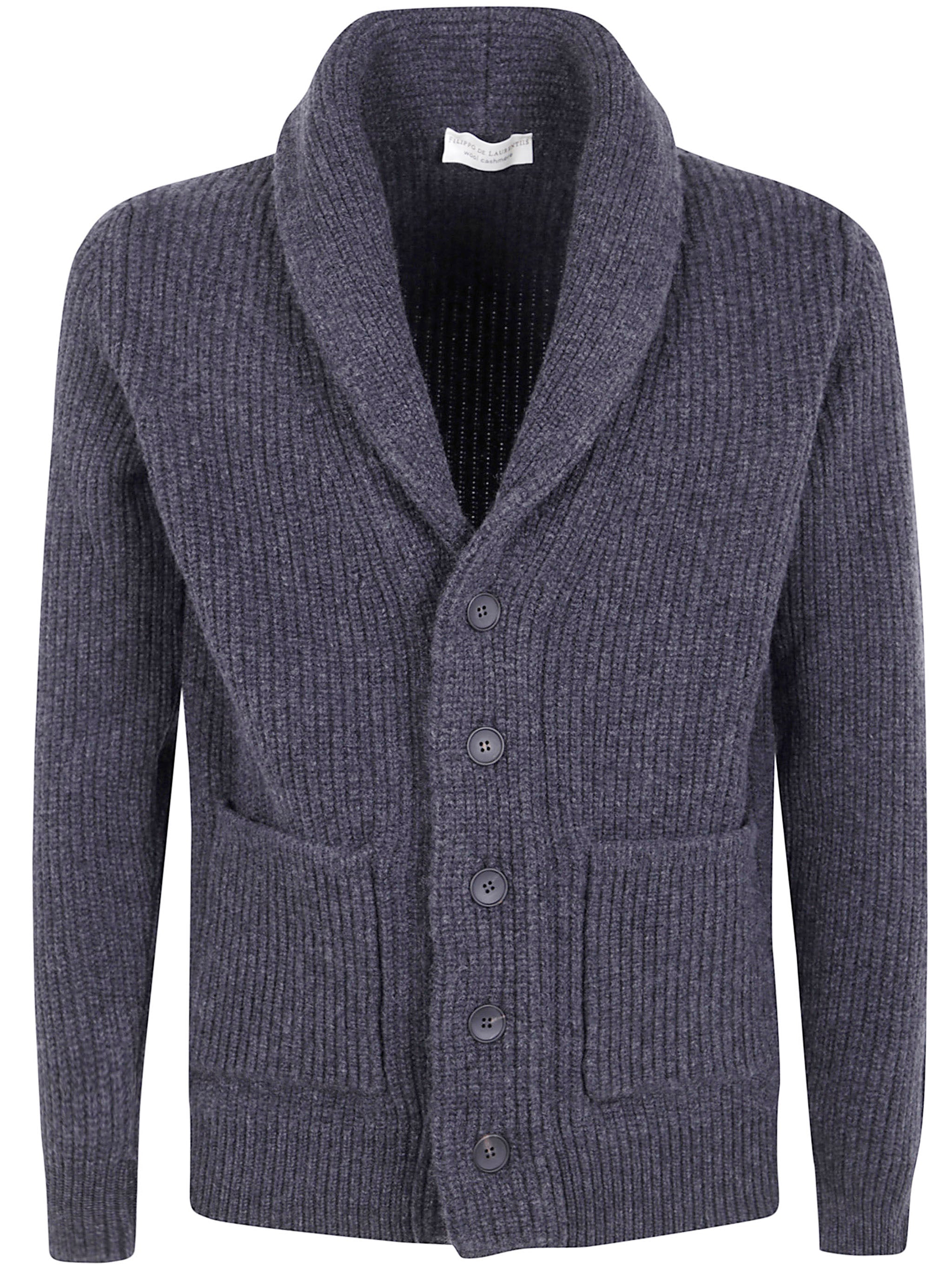 FILIPPO DE LAURENTIIS Scarf Collar Pocket Cardigan