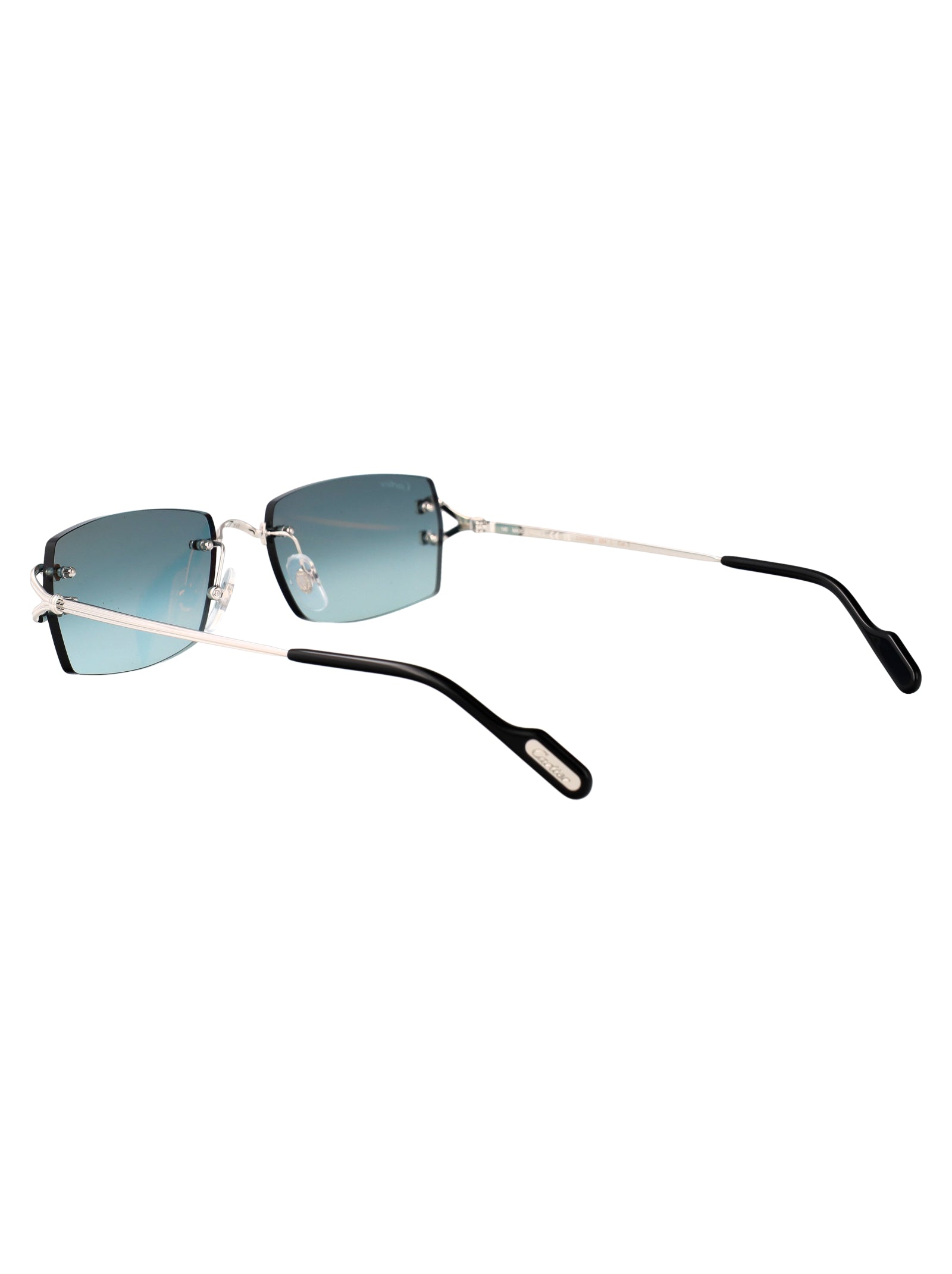 CARTIER Sleek Men's Metal Sunglasses with Green Lenses