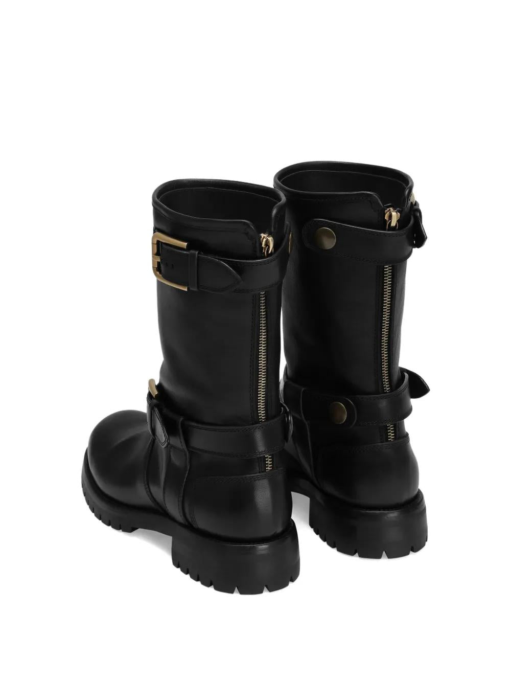 DOLCE & GABBANA Knee-High Boots with Double Buckle Accents