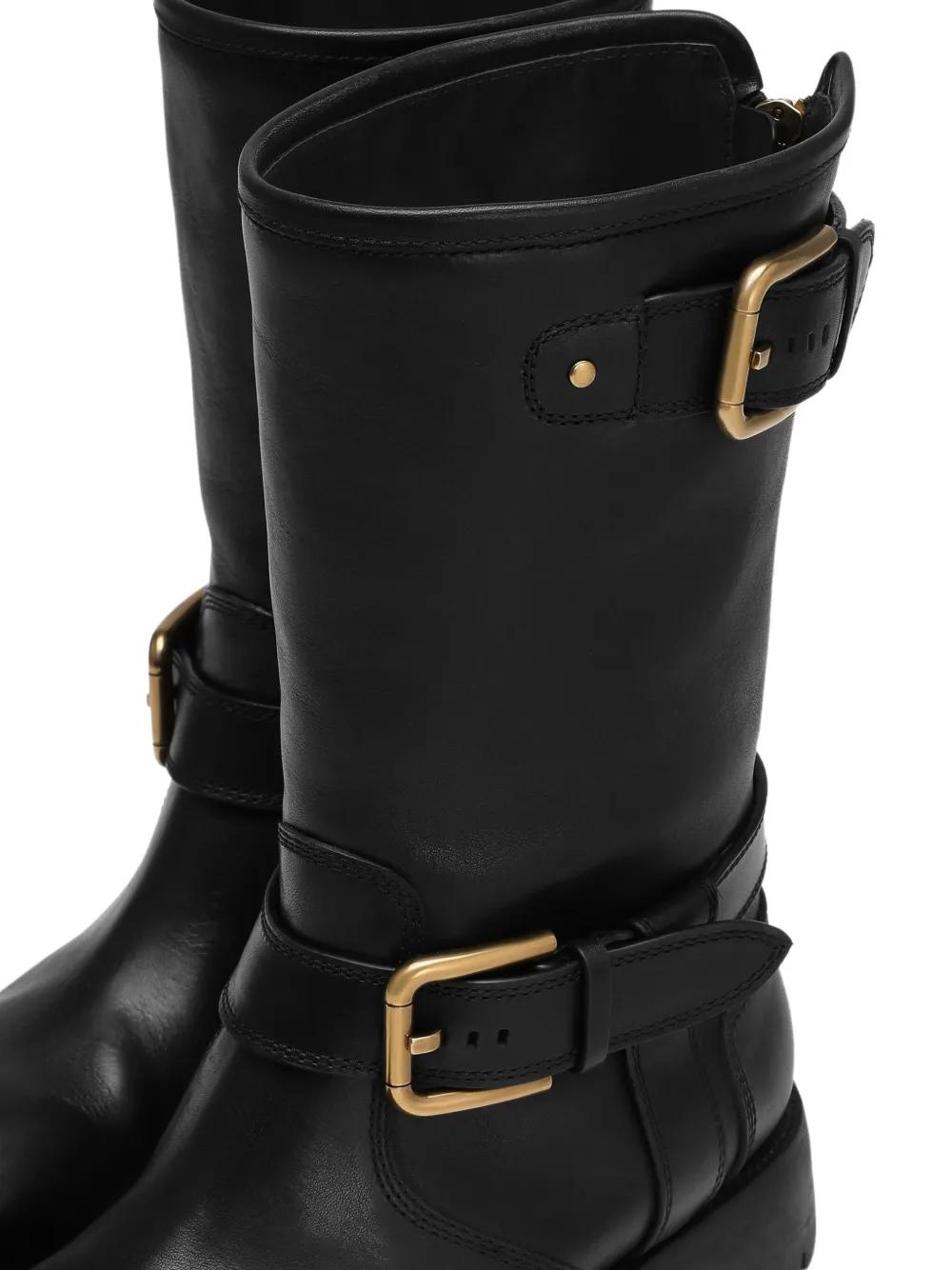 DOLCE & GABBANA Knee-High Boots with Double Buckle Accents