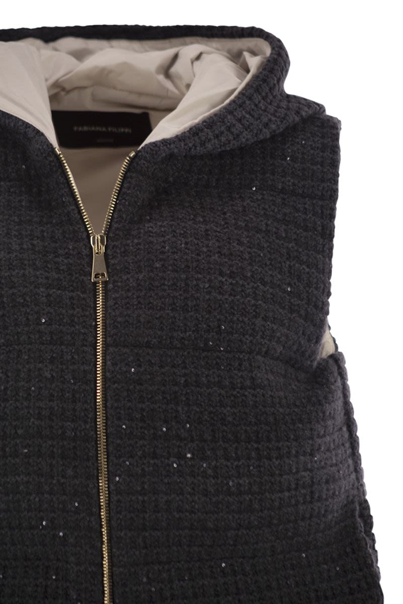 FABIANA FILIPPI Luxurious Hooded Mini Knit Vest