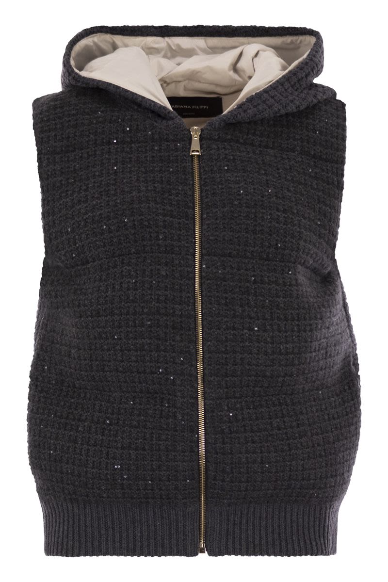 FABIANA FILIPPI Luxurious Hooded Mini Knit Vest