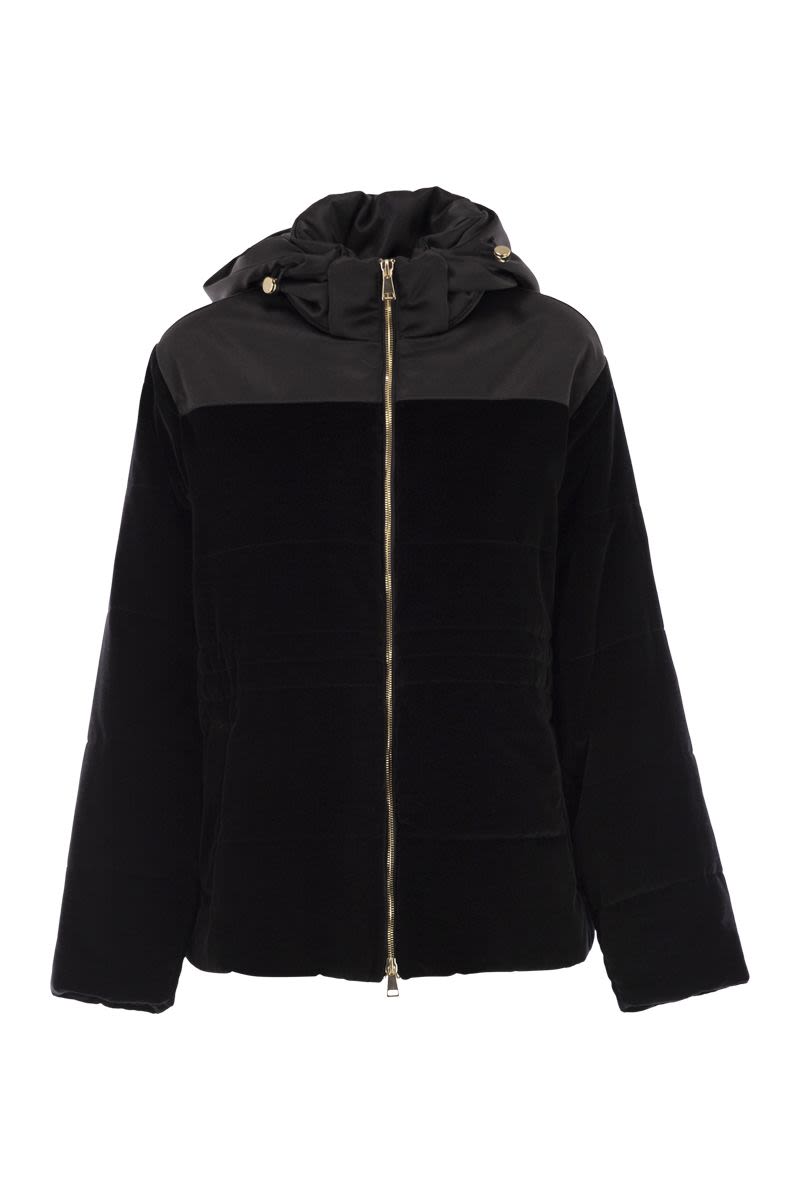 FABIANA FILIPPI Padded Velvet Jacket with Hood