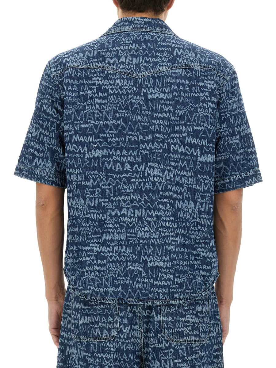MARNI Denim Bowling Shirt Size 48 for Men