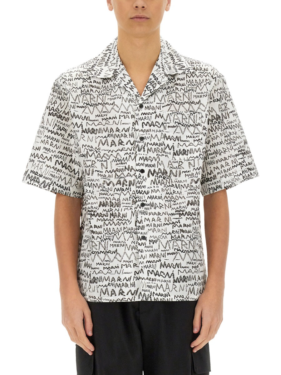 MARNI Men's Logo Print Pencil Shirt