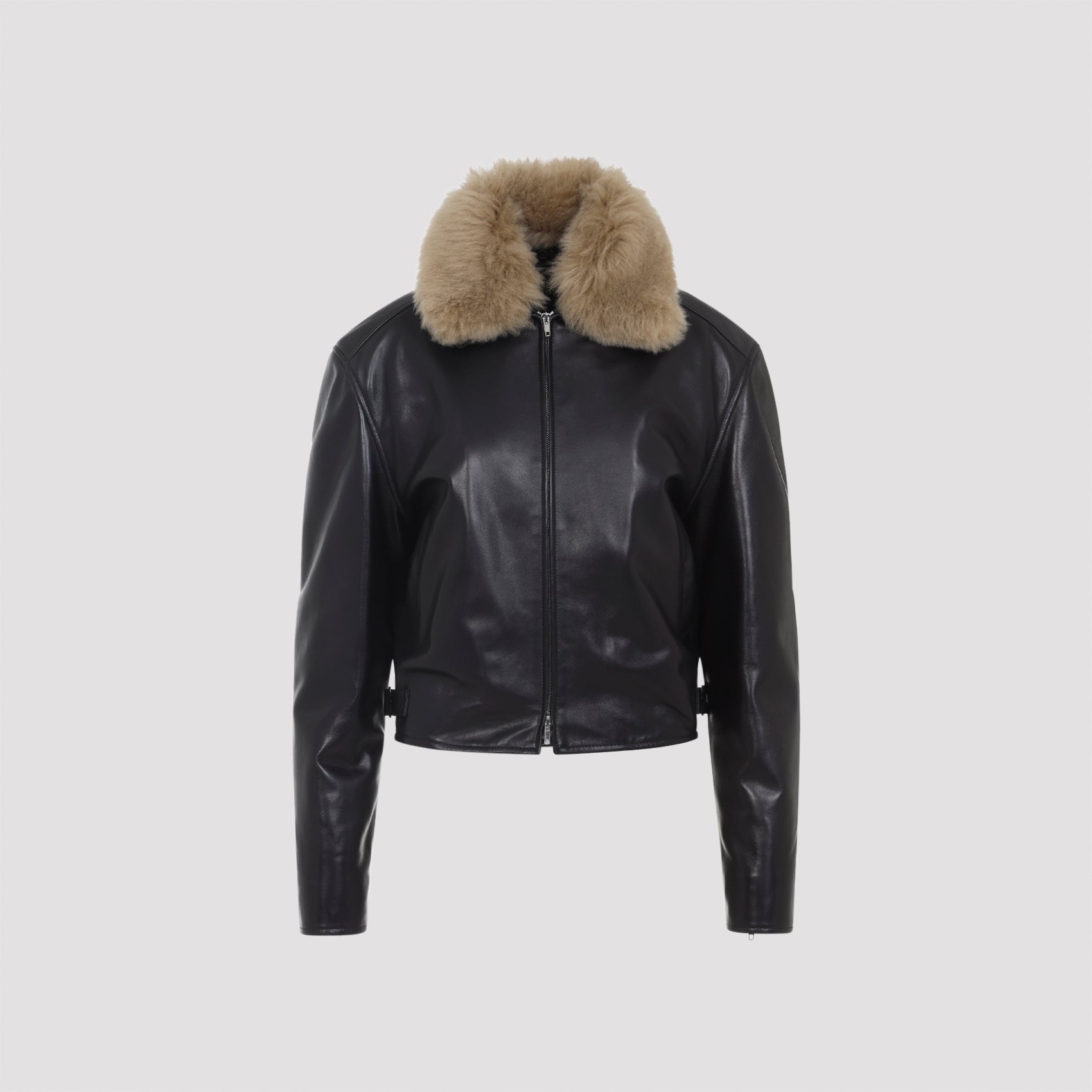 PHOEBE PHILO Cropped Aviator Lamb Leather Jacket