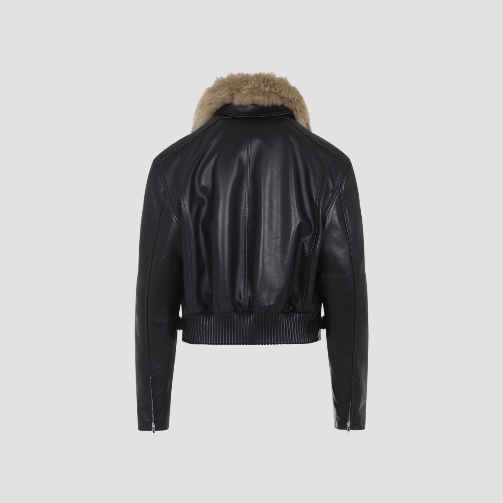 PHOEBE PHILO Cropped Aviator Lamb Leather Jacket