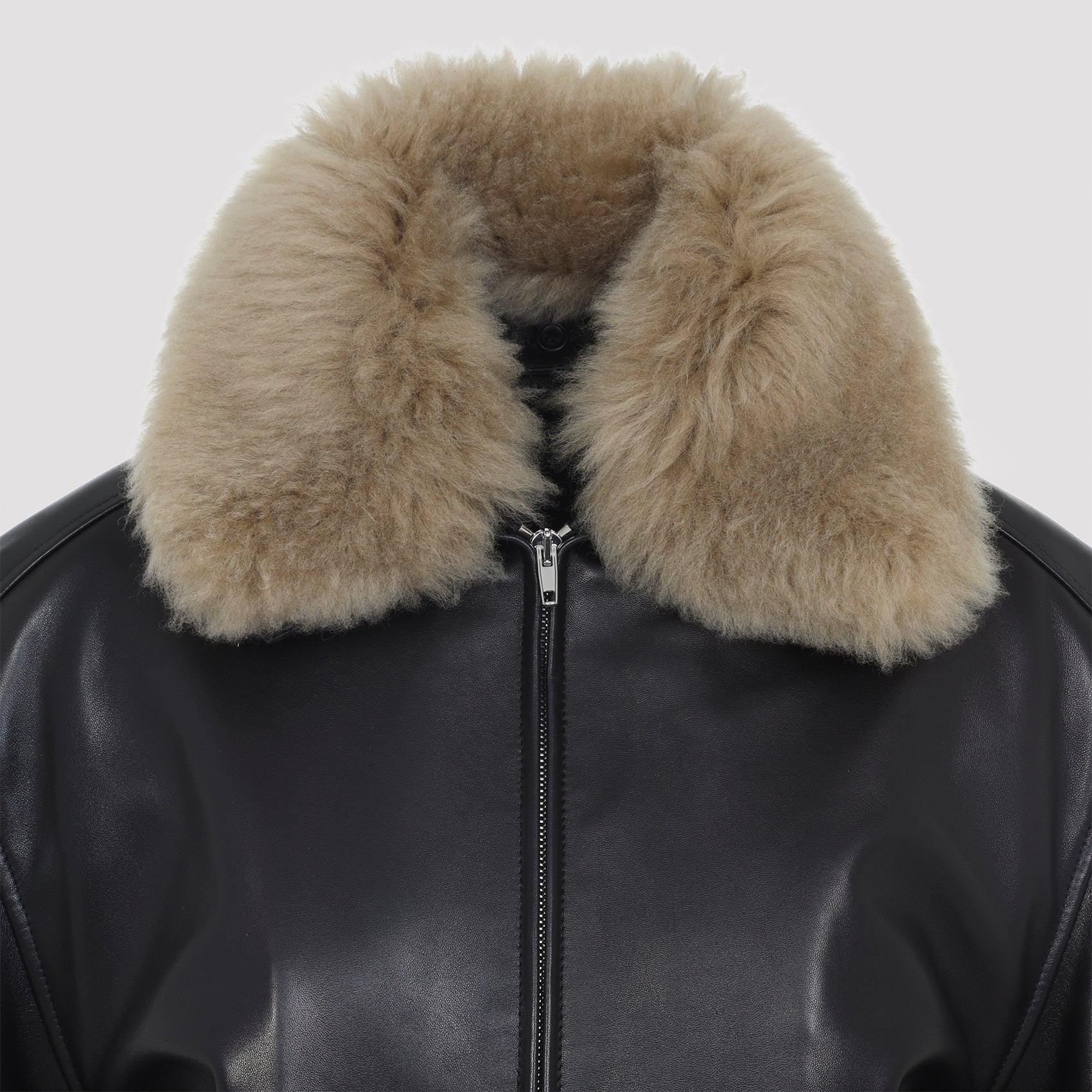 PHOEBE PHILO Cropped Aviator Lamb Leather Jacket