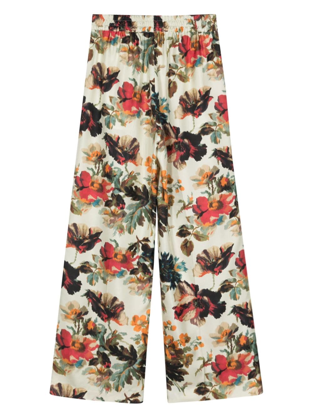 ALBERTO BIANI Printed Silk Wide-Leg Trousers