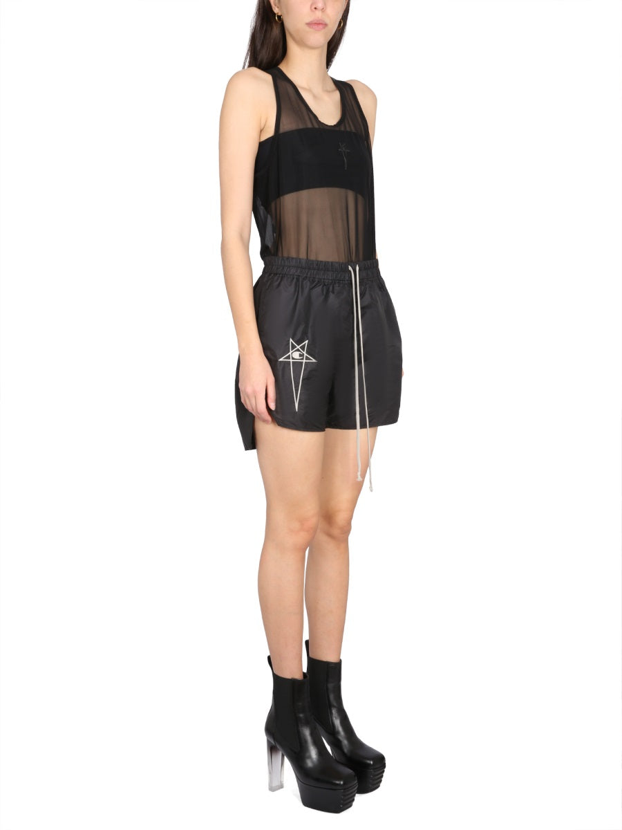 RICK OWENS X CHAMPION Mini Basketball Undershirt with Snap Button Closure for Women