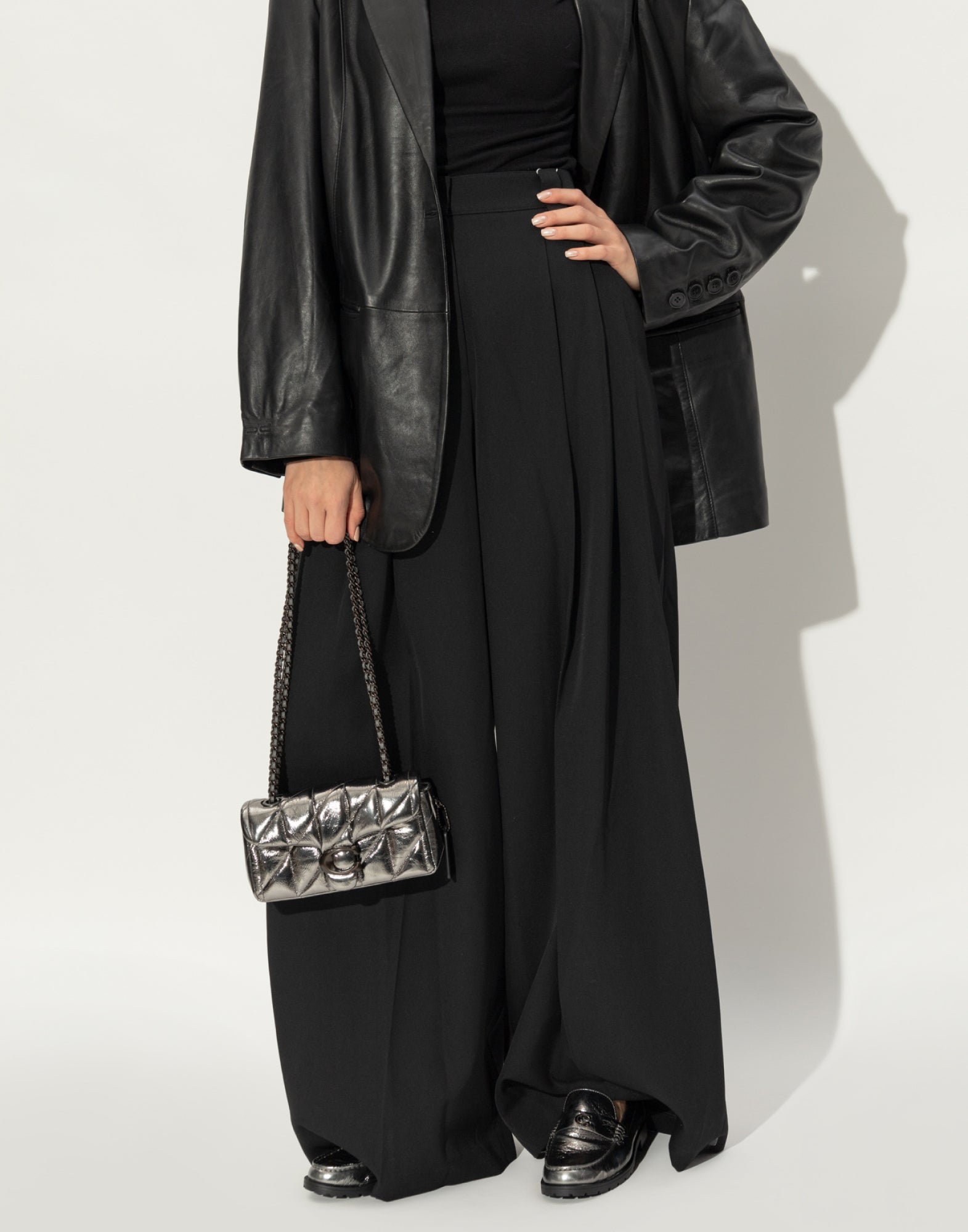 COACH Jocelyn Crinkle Leather Logo Loafers