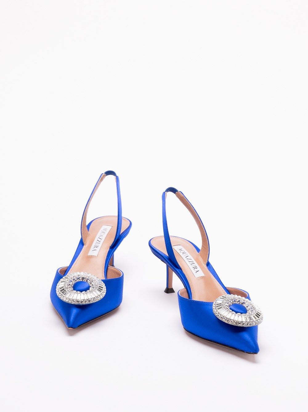 AQUAZZURA Crystal Hoop Sling Pumps 50