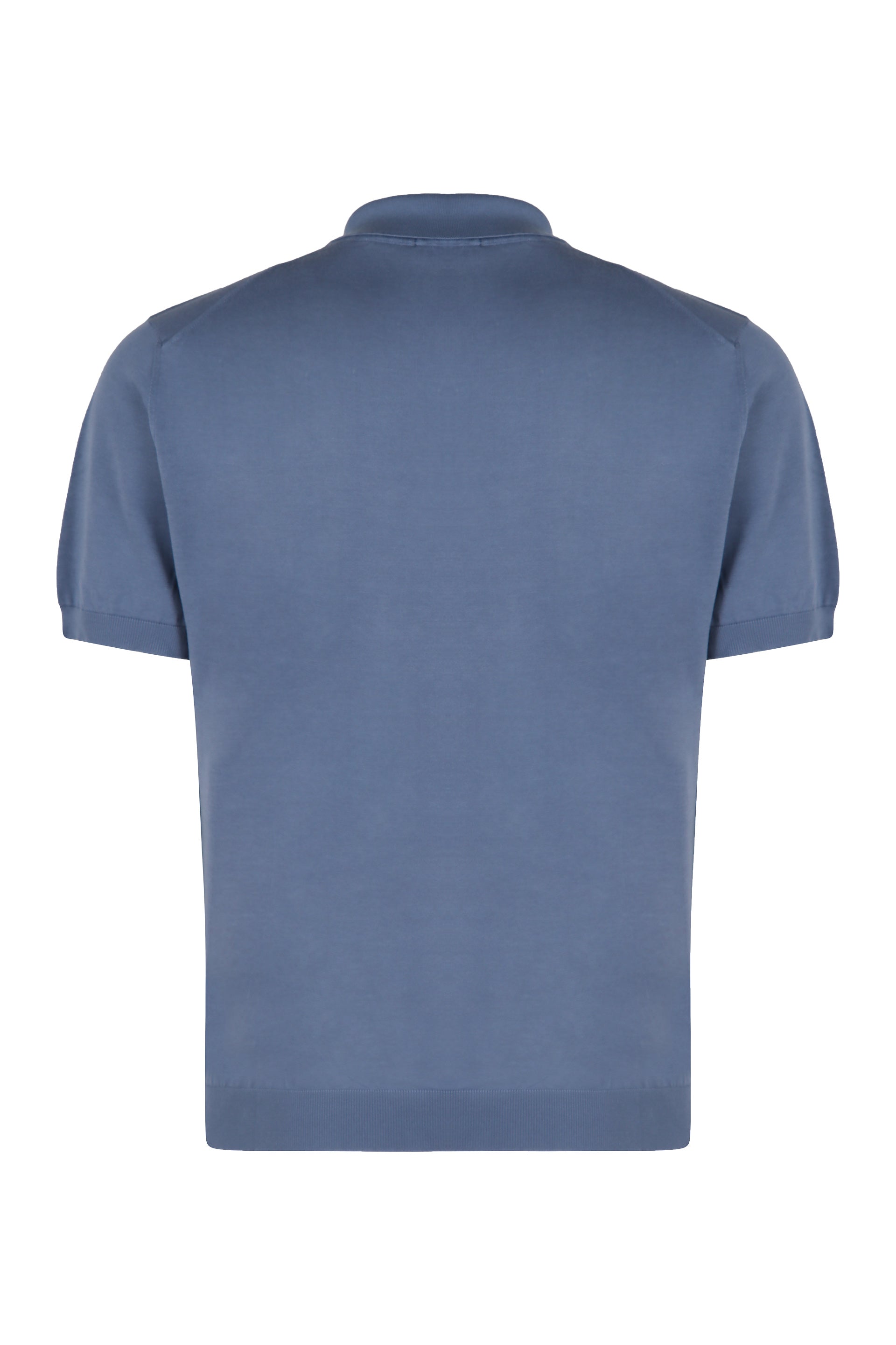 DRUMOHR Ribbed Knit Cotton Polo Shirt for Men