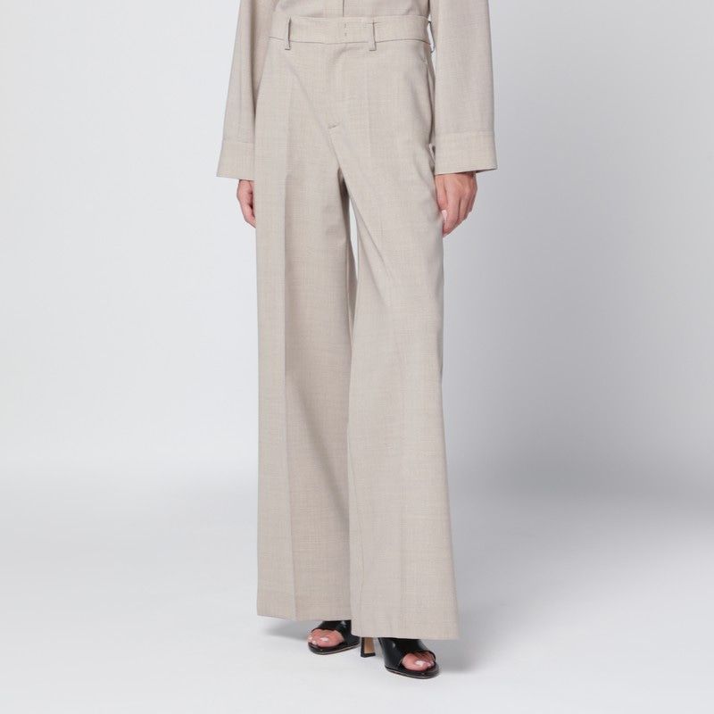 PAROSH Wide Wool Blend Trousers for Women