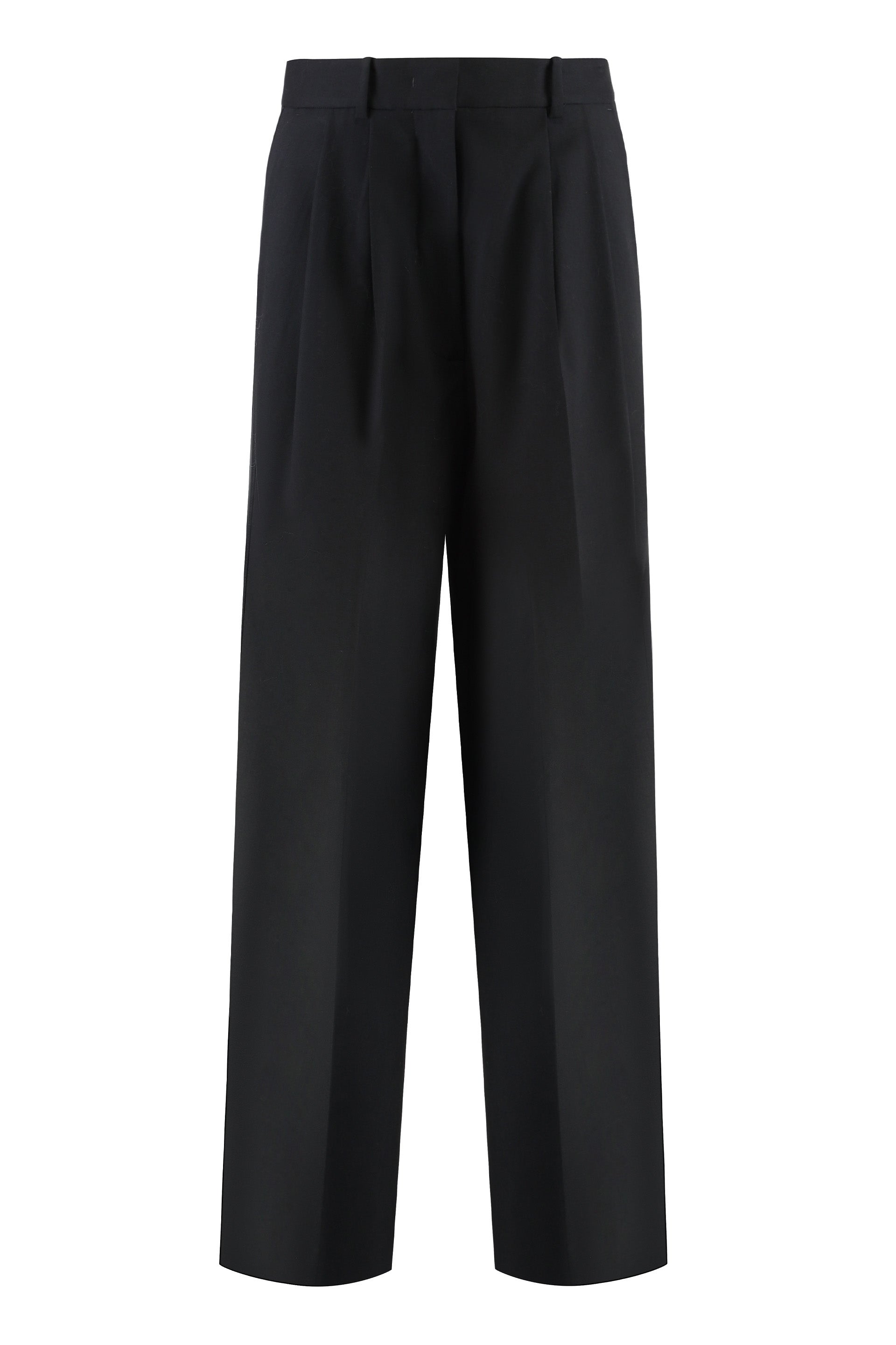 PAROSH Luxury Virgin Wool Trousers with Wide Front Pleats