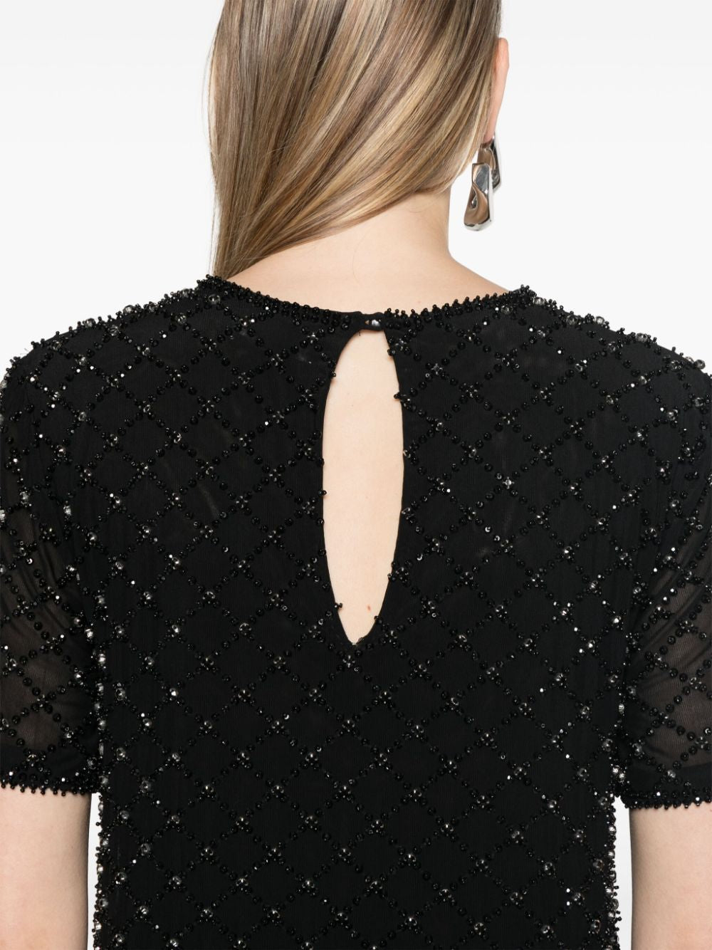 PAROSH Bead Embellished T-Shirt for Women