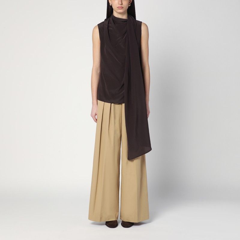 PAROSH Sleeveless Silk Blouse with Scarf - SS25