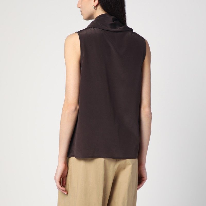 PAROSH Sleeveless Silk Blouse with Scarf - SS25