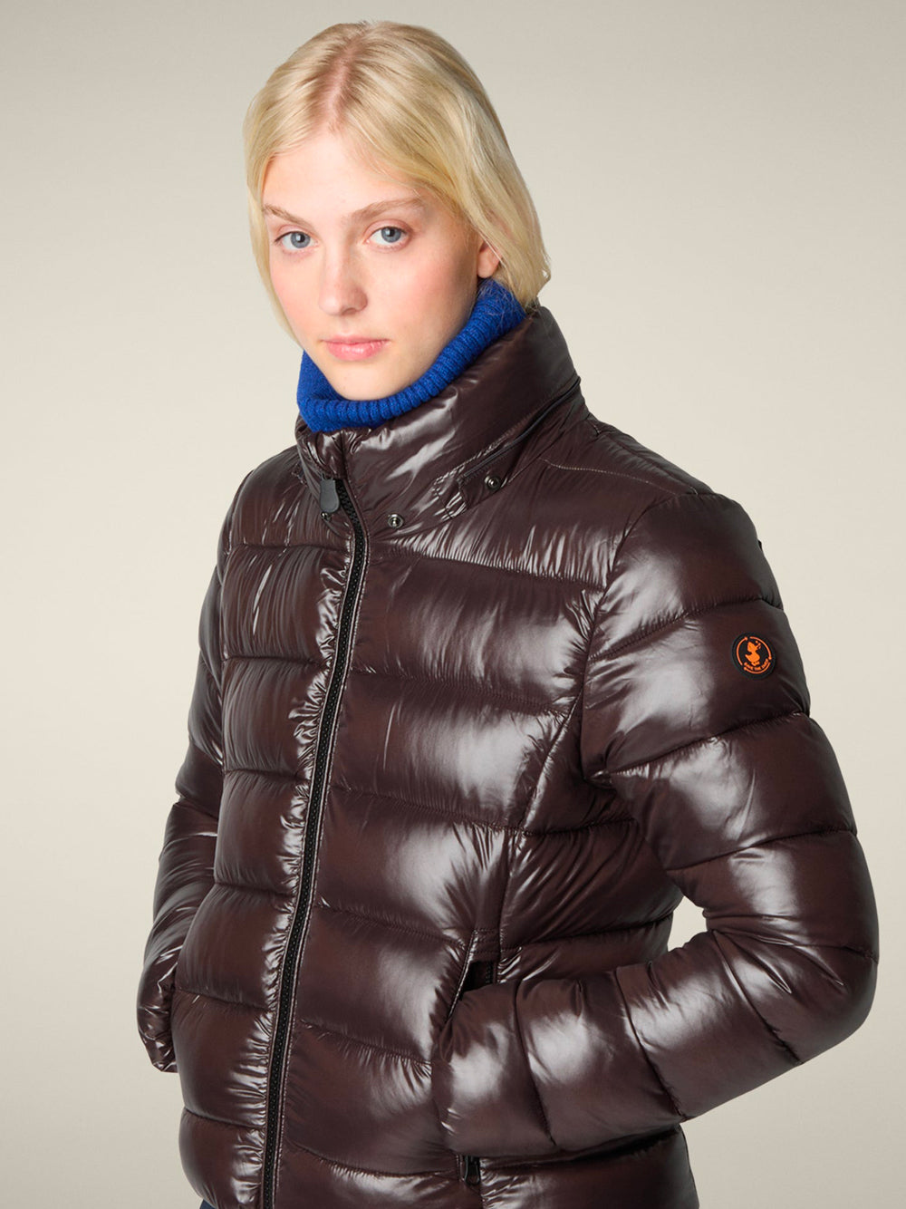 SAVE THE DUCK Slim Fit Mini Down Jacket with Laqué Finish