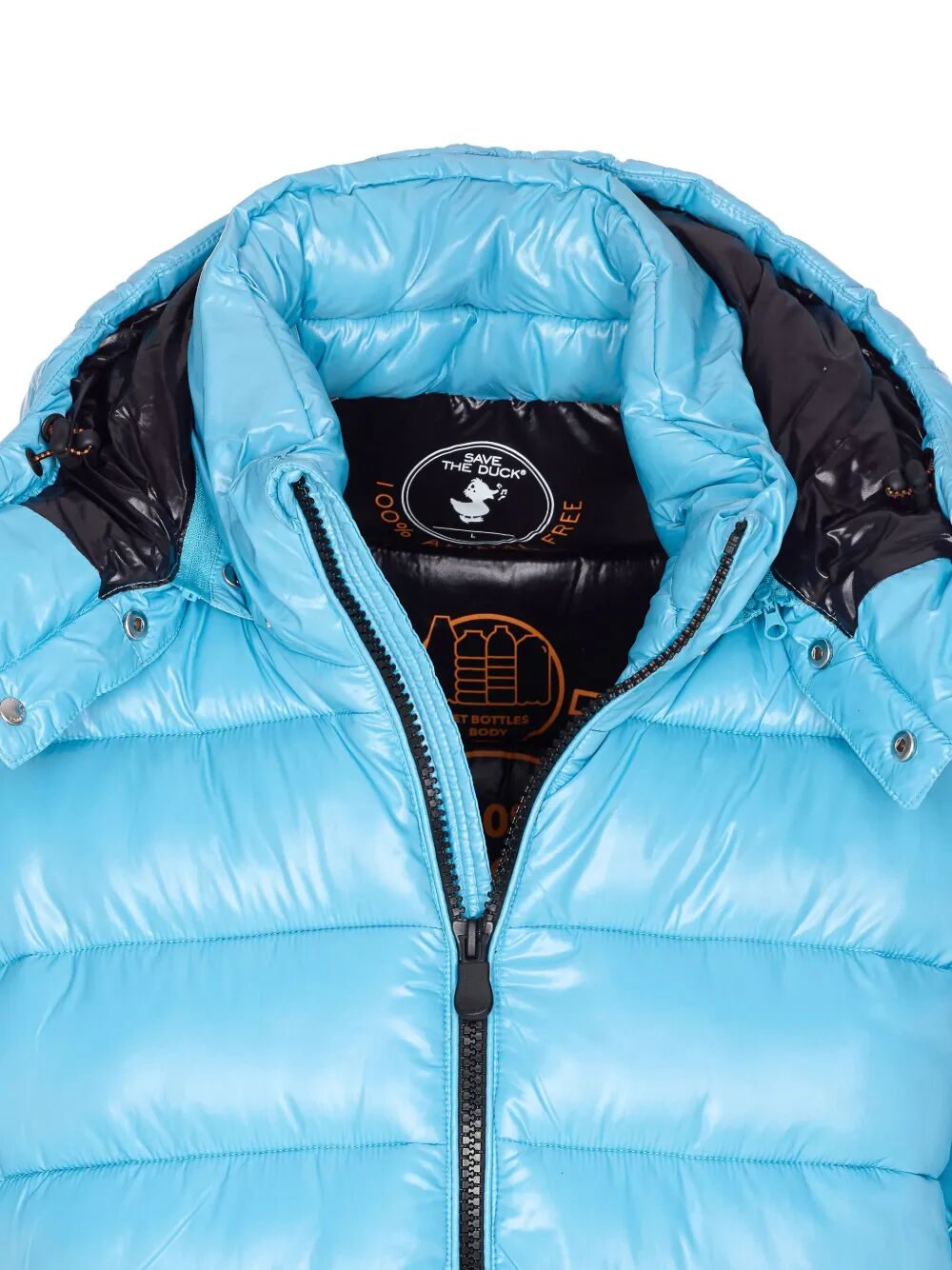 SAVE THE DUCK Men's Mini Down Jacket with Lacquered Finish and Removable Hood