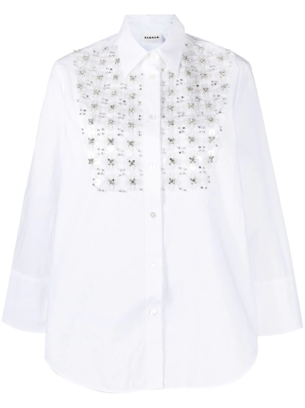 PAROSH Elegant Women's Shirt with Swarovski Embellishments