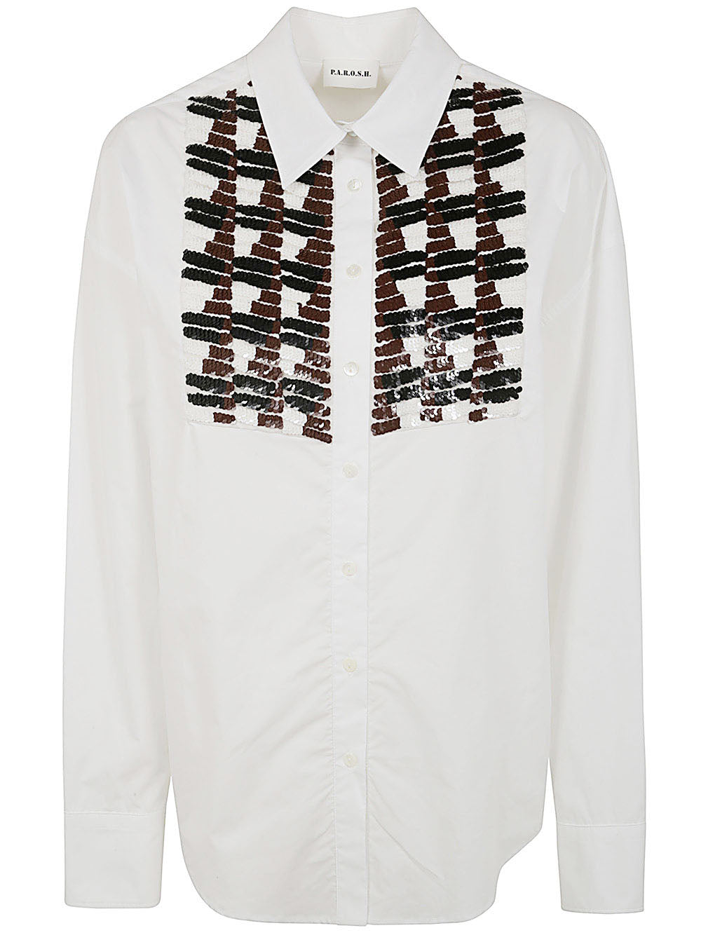 PAROSH Sequined Plastron Mini Shirt