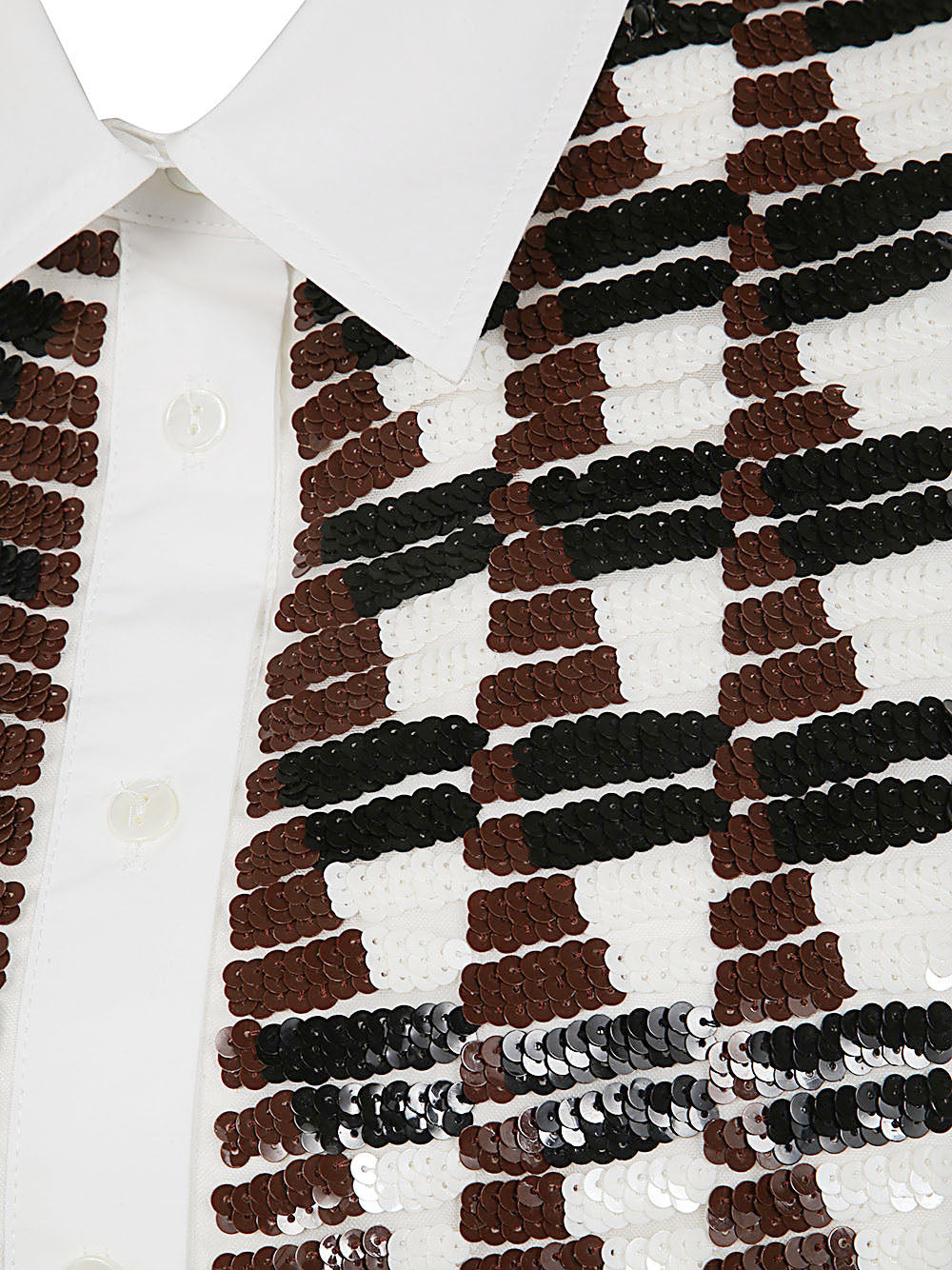 PAROSH Sequined Plastron Mini Shirt