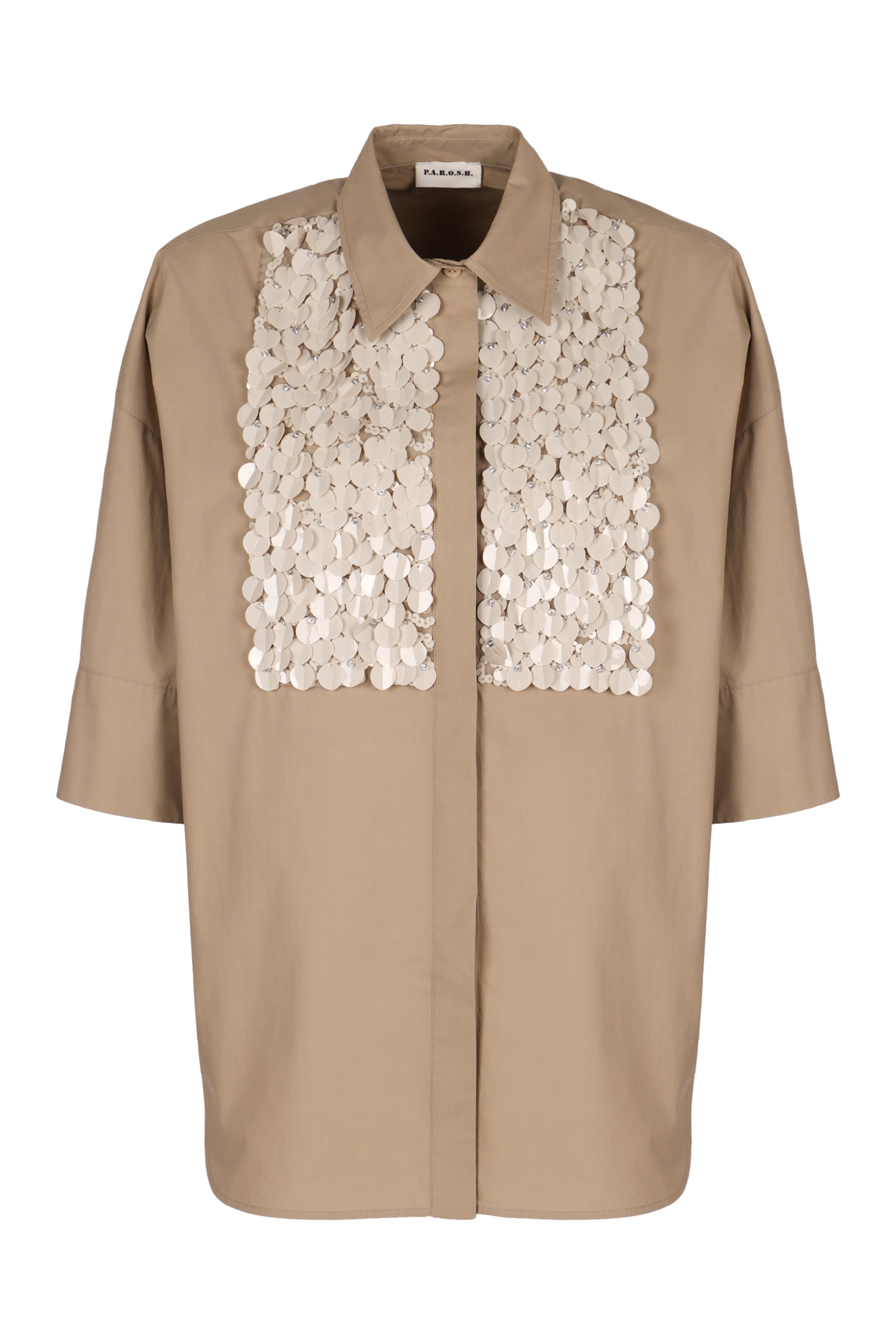 PAROSH Sequin Embellished Cotton Shirt