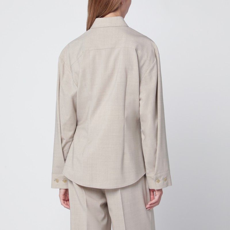 PAROSH Wool Blend Shirt with Classic Details