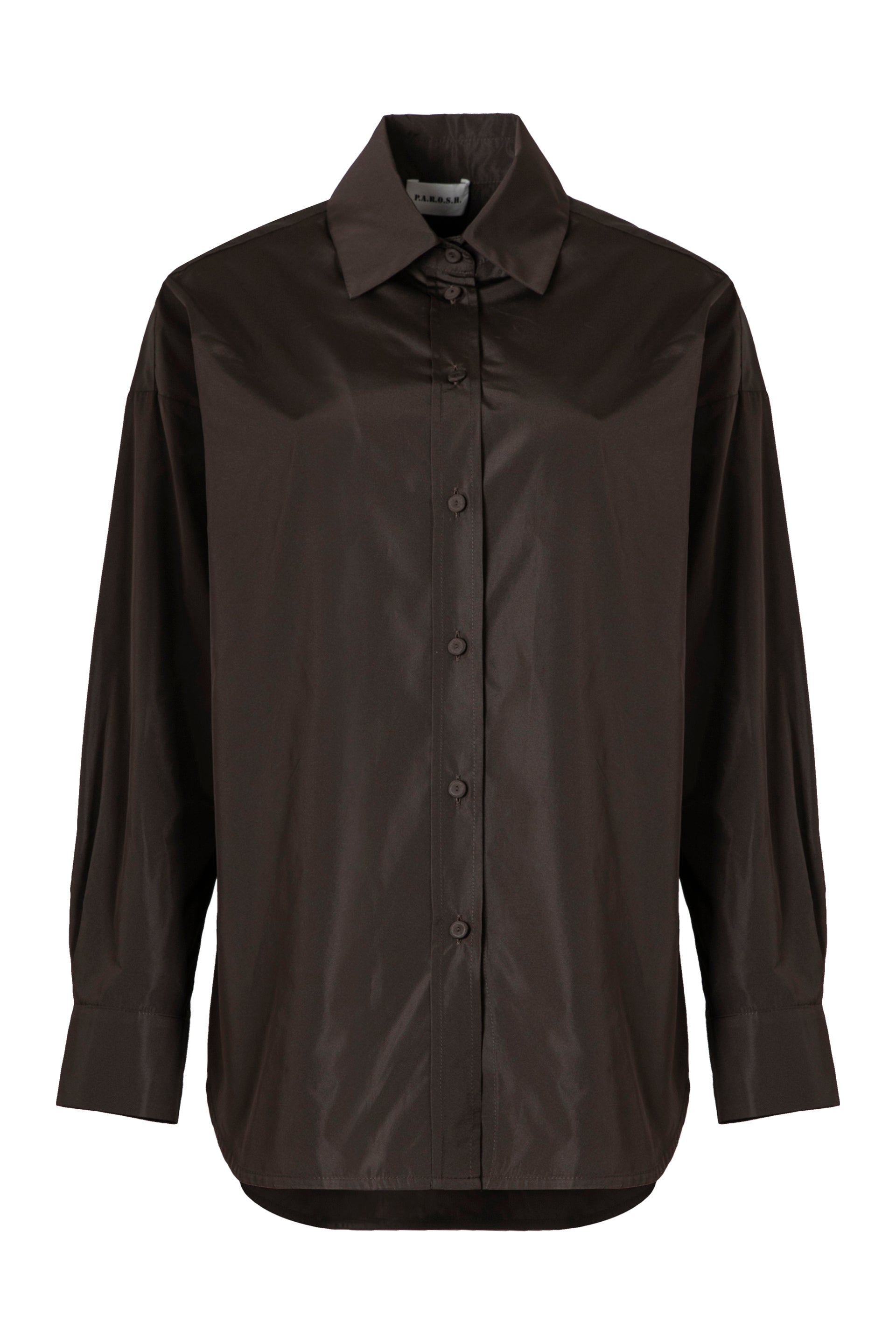 PAROSH Rounded Hem Taffeta Shirt
