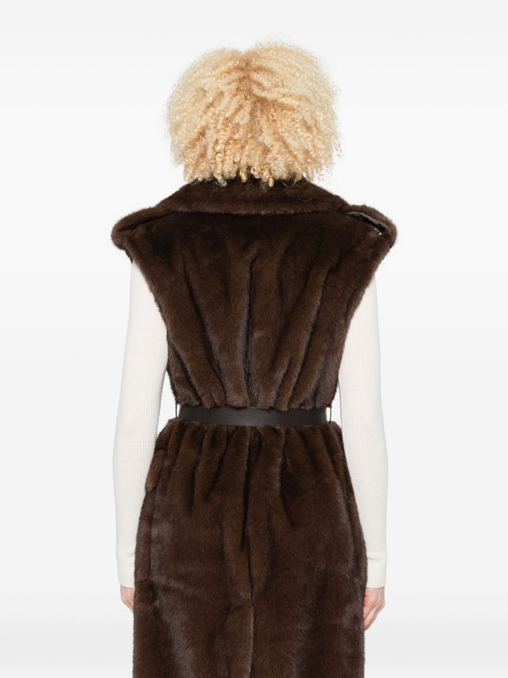 PAROSH Elegant Sleeveless Faux Fur Vest