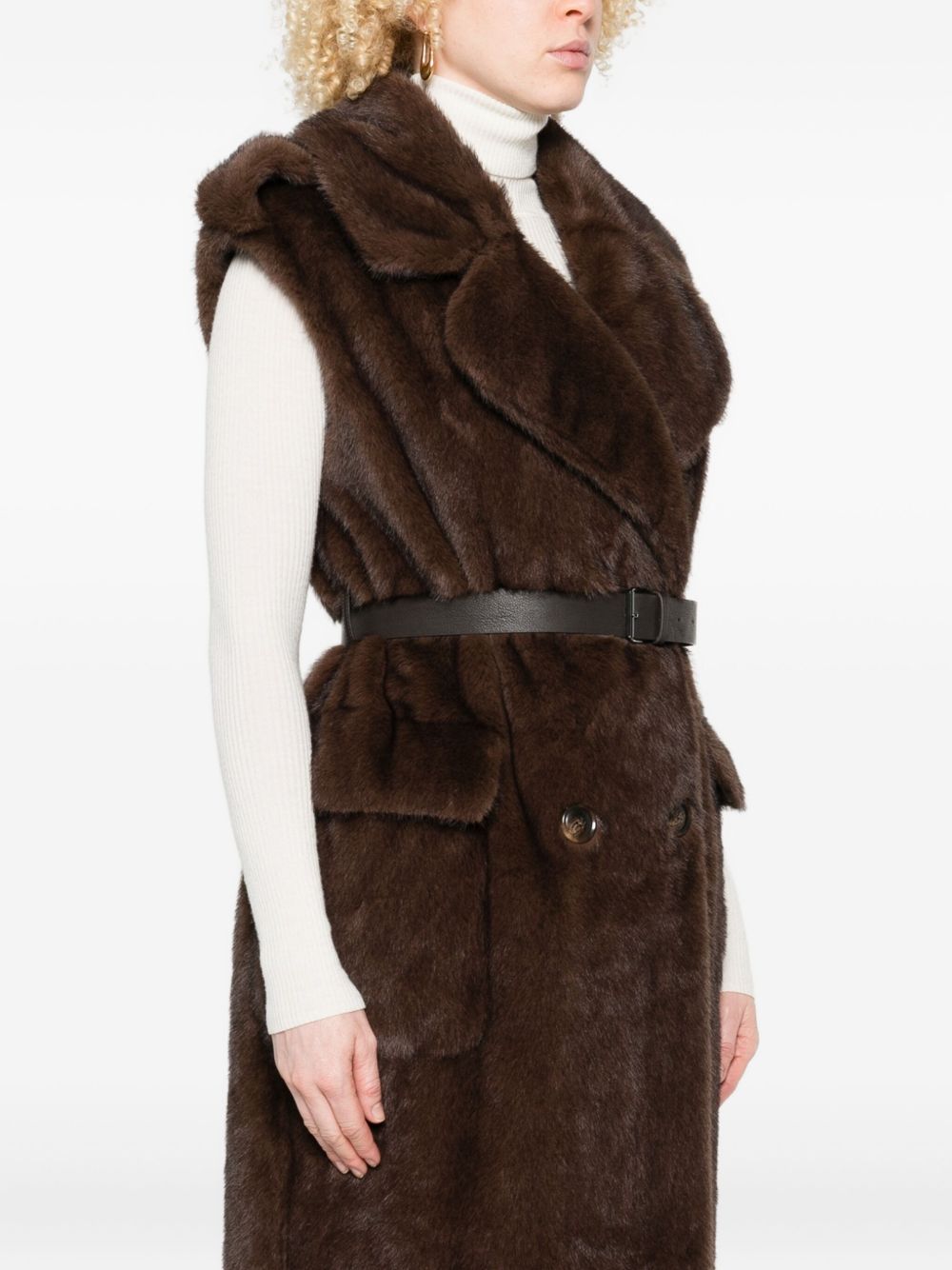 PAROSH Elegant Sleeveless Faux Fur Vest