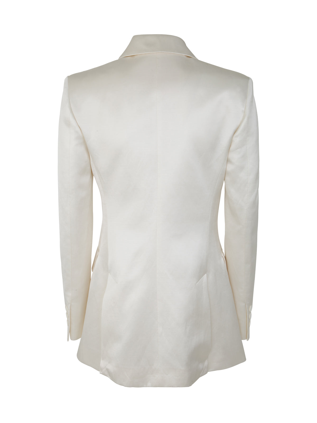 PAROSH Double Breasted Satin and Linen Jacket