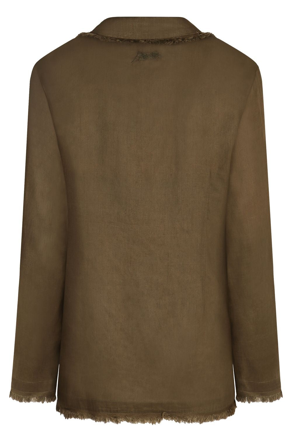 PAROSH Beach Linen Jacket with Fringed Edges for Women - SS25