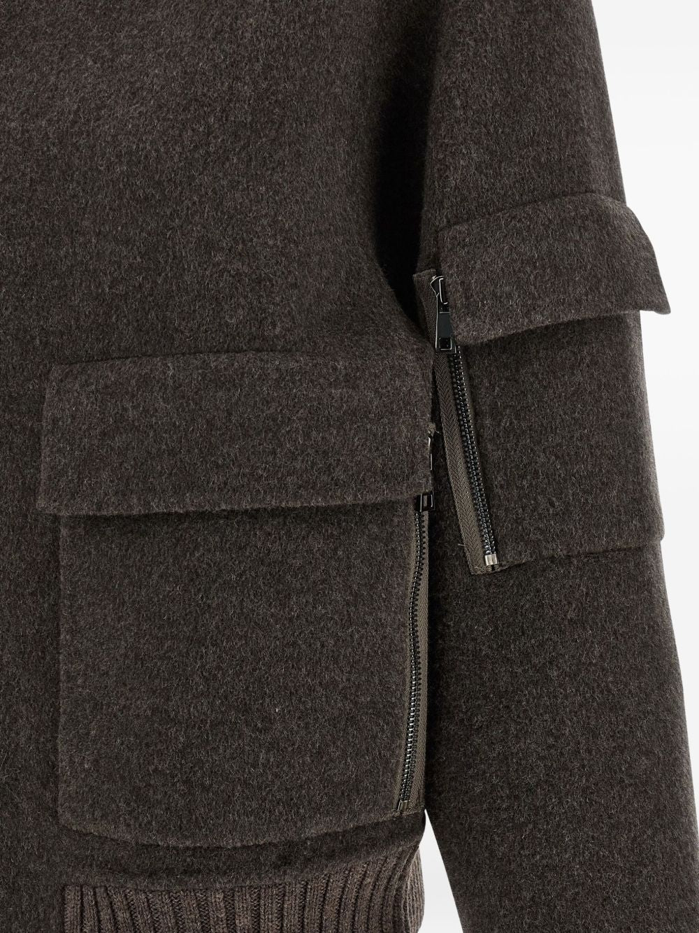 PAROSH Wool Zip Jacket with Flap Pockets