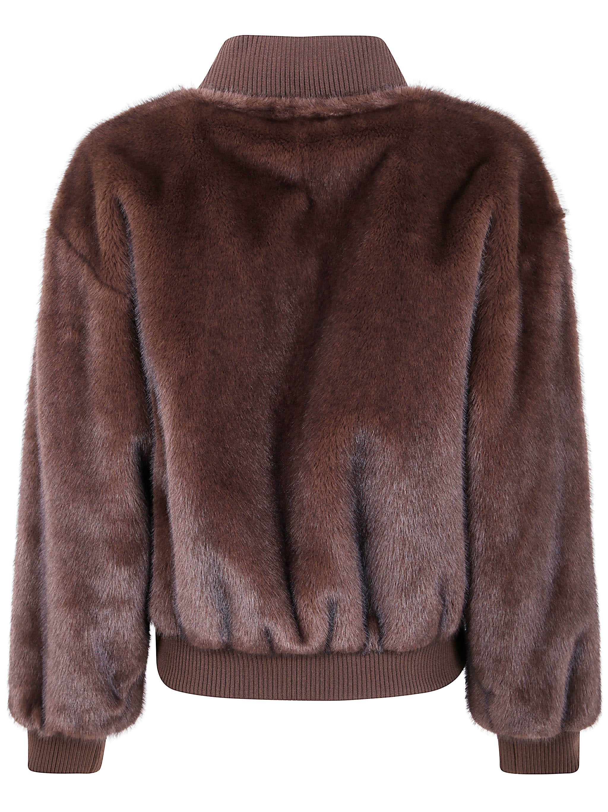 PAROSH Eco Fur Bomber Jacket for Women