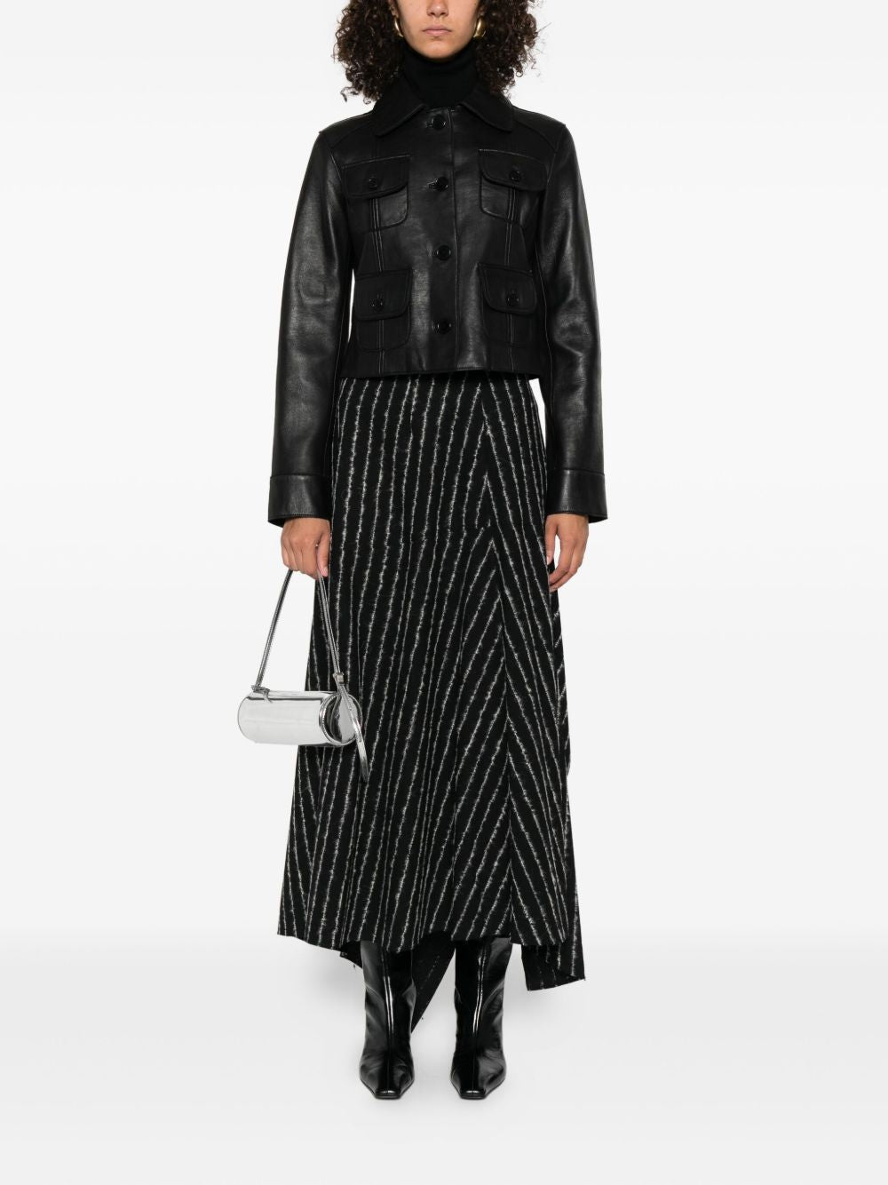 PAROSH Women's Mini Cropped Jacket with Flap Pockets